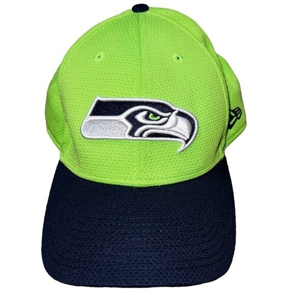 NFL New Era Seattle Seahawks Hat Baseball Cap Lime Green Blue 9Forty Football - Picture 1 of 8